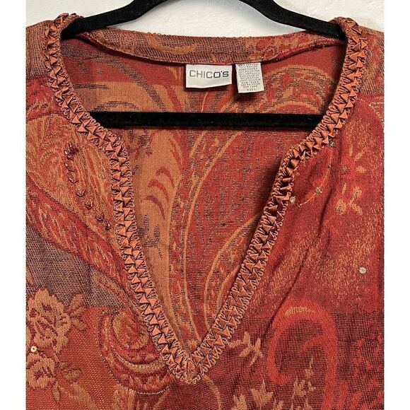 Chico’s Size 1 Oversized Pull Over Caftan Hippie Fringe Jacket - Picture 2 of 6